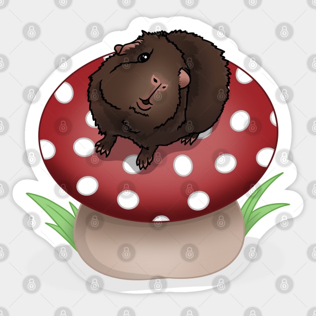 Piggy on a Mushroom Sticker by Kats_guineapigs